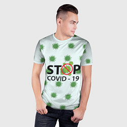Футболка спортивная мужская Stop COVID, цвет: 3D-принт — фото 2