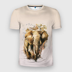 Мужская спорт-футболка Акварельный слон брызги