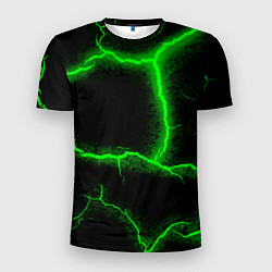 Мужская спорт-футболка К - 13 зелёная трещина 3D