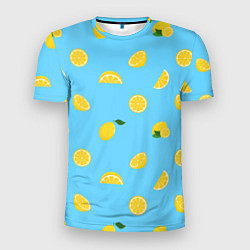 Мужская спорт-футболка Лимоны на голубом