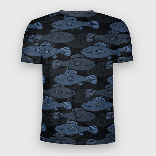 Мужская спорт-футболка Синие рыбы на темном фоне / 3D-принт – фото 2