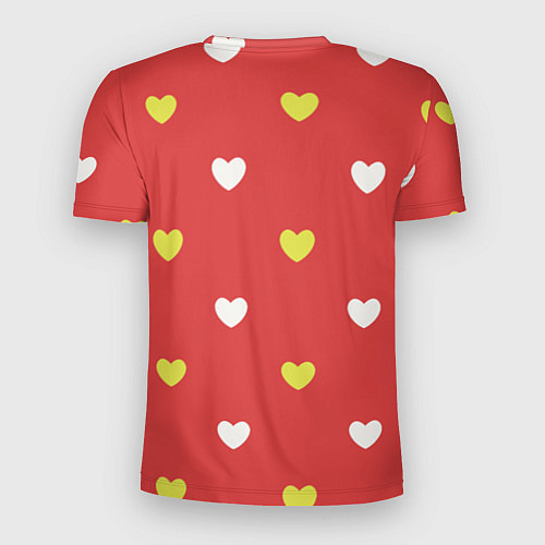 Мужская спорт-футболка Сердечки на красном паттерн / 3D-принт – фото 2