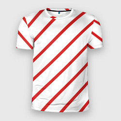 Мужская спорт-футболка Полосы красные на белом