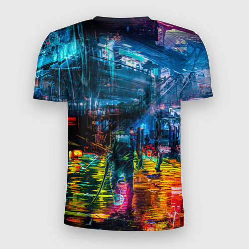 Мужская спорт-футболка Сyberpunk City / 3D-принт – фото 2