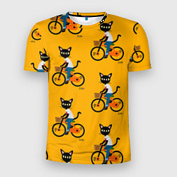 Футболка спортивная мужская Котики на велосипедах, цвет: 3D-принт