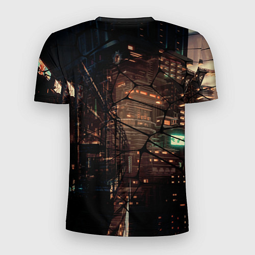 Мужская спорт-футболка Киберпанк - Город в паутинке / 3D-принт – фото 2
