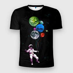 Футболка спортивная мужская Космонавт Воздушные Планеты, цвет: 3D-принт