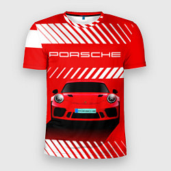 Мужская спорт-футболка PORSCHE ПОРШЕ RED STYLE