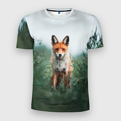 Мужская спорт-футболка Лисица в зелени