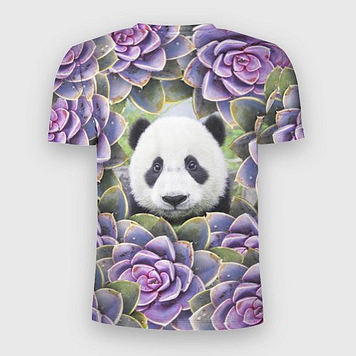 Мужская спорт-футболка Панда среди цветов / 3D-принт – фото 2