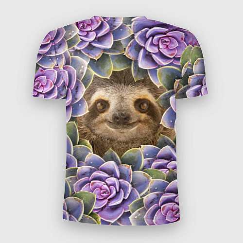 Мужская спорт-футболка Ленивец среди цветов / 3D-принт – фото 2