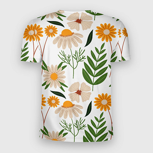 Мужская спорт-футболка Цветы и листья / 3D-принт – фото 2