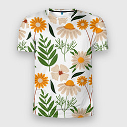 Мужская спорт-футболка Цветы и листья