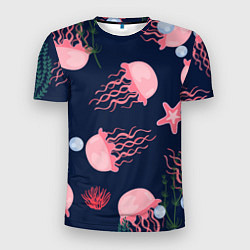 Футболка спортивная мужская Розовые медузы, цвет: 3D-принт