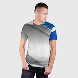 Футболка спортивная мужская 3D СЕРЕБРО BLUE LINES, цвет: 3D-принт — фото 2