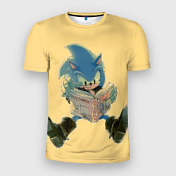 Мужская спорт-футболка Соник с книжкой