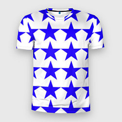 Мужская спорт-футболка Синие звёзды на белом фоне