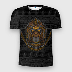 Мужская спорт-футболка Ацтекский дракон из камня