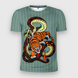 Мужская спорт-футболка Тигры Змея Полосы