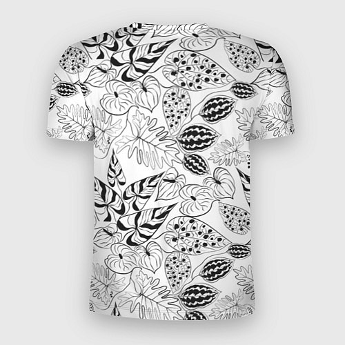 Мужская спорт-футболка Черно-белый узор Тропики / 3D-принт – фото 2