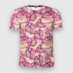 Мужская спорт-футболка Розовый тропический узор