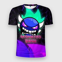 Футболка спортивная мужская Geometry Dash: Neon Evil, цвет: 3D-принт