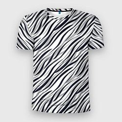Футболка спортивная мужская Черно-белый полосатый тигровый, цвет: 3D-принт