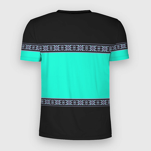 Мужская спорт-футболка Черно-бирюзовый узор / 3D-принт – фото 2