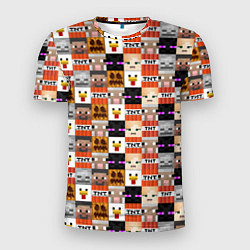 Футболка спортивная мужская MINECRAFT КУБИКИ ПЕРСОНАЖИ, цвет: 3D-принт
