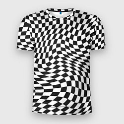 Футболка спортивная мужская Черно-белая клетка Black and white squares, цвет: 3D-принт
