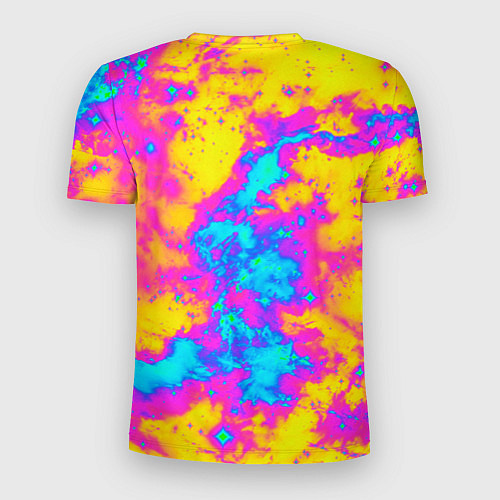 Мужская спорт-футболка Яркая абстракция космических красок / 3D-принт – фото 2