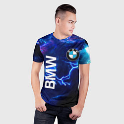 Футболка спортивная мужская BMW Синяя молния, цвет: 3D-принт — фото 2