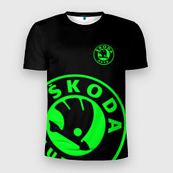 Мужская спорт-футболка SKODA GREEN LOGO BLACK STYLE