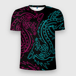 Мужская спорт-футболка НЕОНОВЫЕ ДРАКОНЫ NEON DRAGON