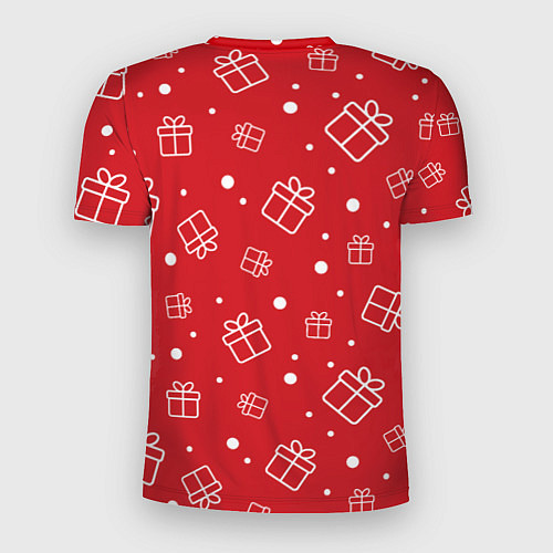 Мужская спорт-футболка Новогодние подарки на красном фоне / 3D-принт – фото 2