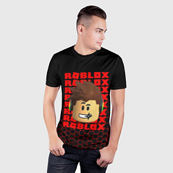 Футболка спортивная мужская ROBLOX LEGO FACE УЗОР СОТЫ, цвет: 3D-принт — фото 2