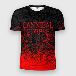 Мужская спорт-футболка CANNIBAL CORPSE, БРЫЗГИ КРАСОК ЧЕРЕПА