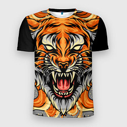 Футболка спортивная мужская Символ года тигр в гневе, цвет: 3D-принт