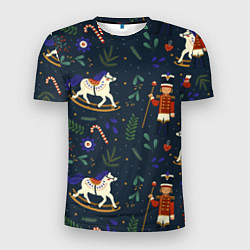 Мужская спорт-футболка Щелкунчик паттерн с лошадкой