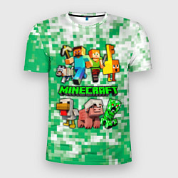 Мужская спорт-футболка Minecraft персонажи мобы