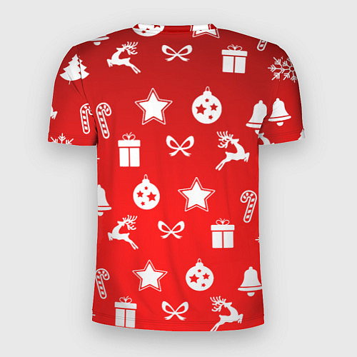 Мужская спорт-футболка Новогодний узор красный градиент / 3D-принт – фото 2