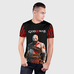 Футболка спортивная мужская God of War красные разводы, цвет: 3D-принт — фото 2