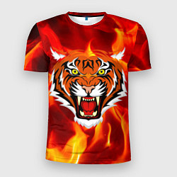 Футболка спортивная мужская Fire Tiger Face 2022, цвет: 3D-принт