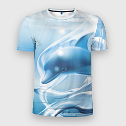 Мужская спорт-футболка Дельфин в лазурном океане