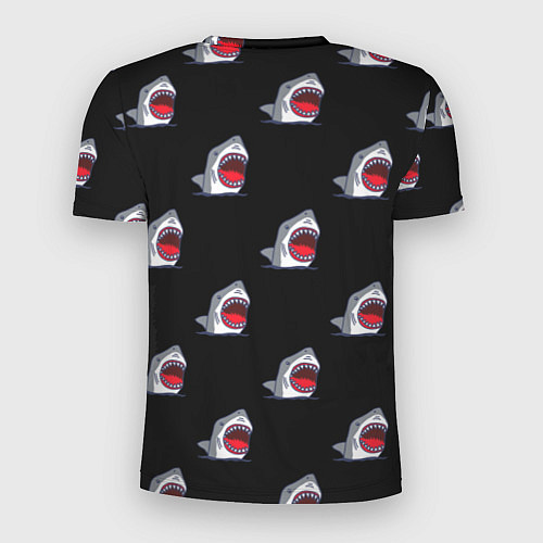 Мужская спорт-футболка Мультяшная акула с открытой пастью паттерн / 3D-принт – фото 2