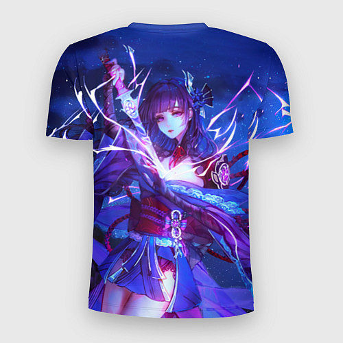 Мужская спорт-футболка Шогун Райден под луной Геншин Импакт / 3D-принт – фото 2