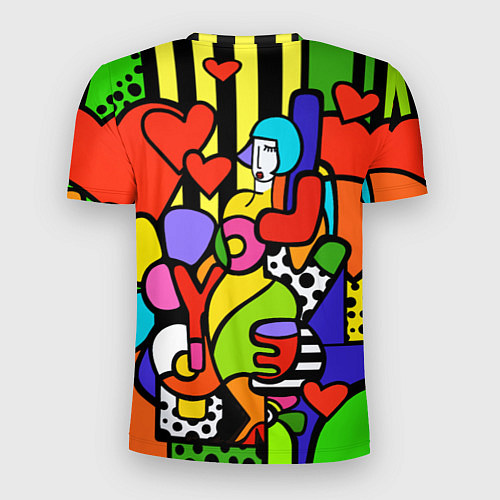 Мужская спорт-футболка Romero Britto - love you / 3D-принт – фото 2