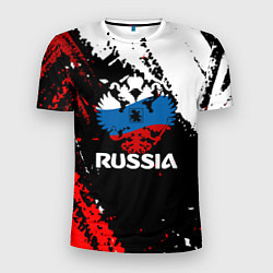 Футболка спортивная мужская Russia Герб в цвет Флага, цвет: 3D-принт
