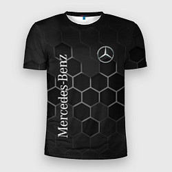 Футболка спортивная мужская Mercedes-Benz black соты, цвет: 3D-принт