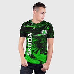 Футболка спортивная мужская Skoda green sport, цвет: 3D-принт — фото 2